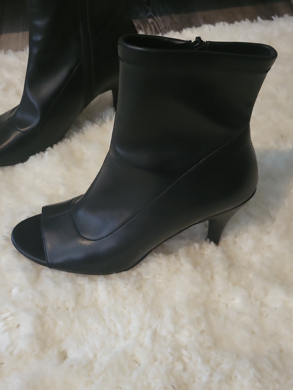 Black Peep-Toe Ankle Booties - Picture 3 of 11